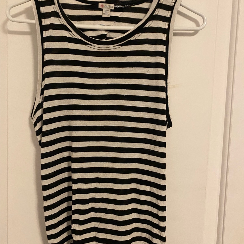 Guess Black and White Striped Tank Top